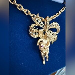 Victorian-Style Angel Pin & Pendant Necklace-2005